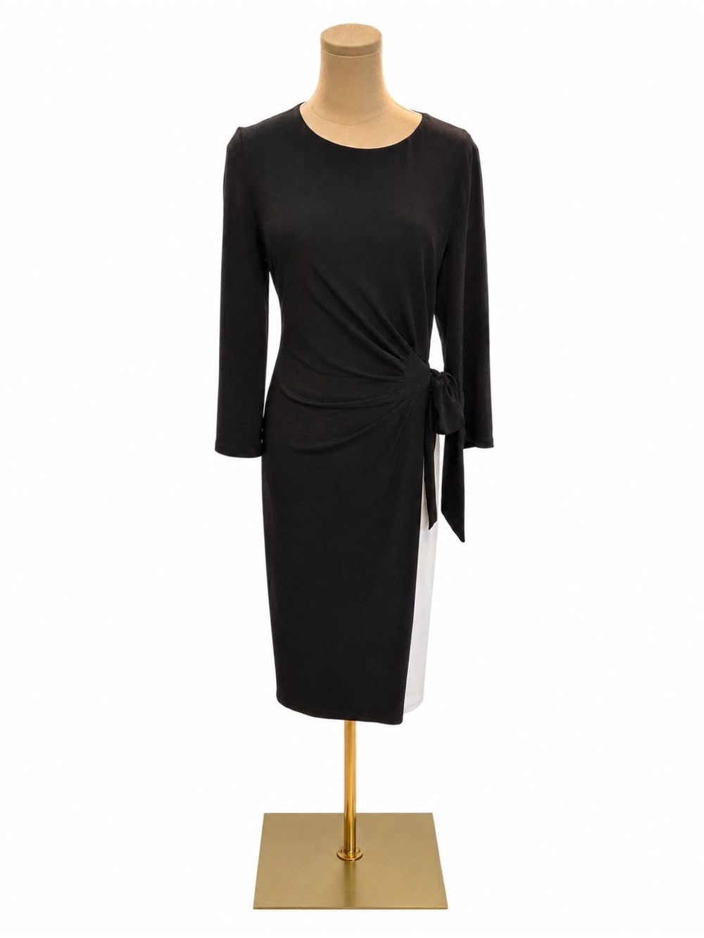 Lauren Ralph Lauren Black Colorblock Stretch Sheath Dress Size 12
